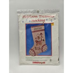 New Vtg Christmas Stocking Cross Stitch Kit Dimensions Heirloom Treasures Toys